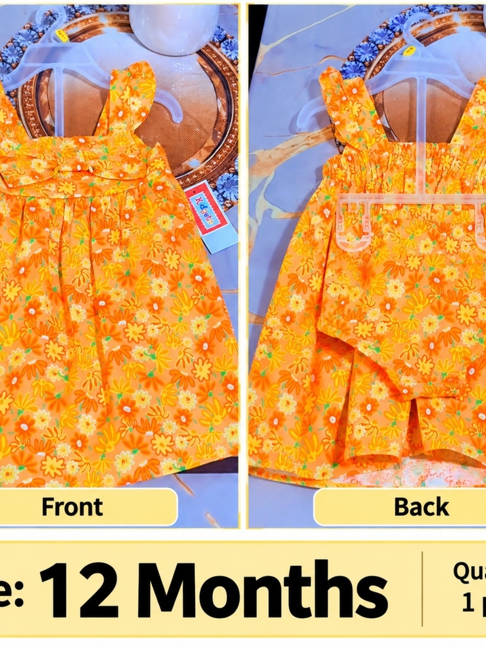 Baby Girl Orange Floral Sundress with Bloomers